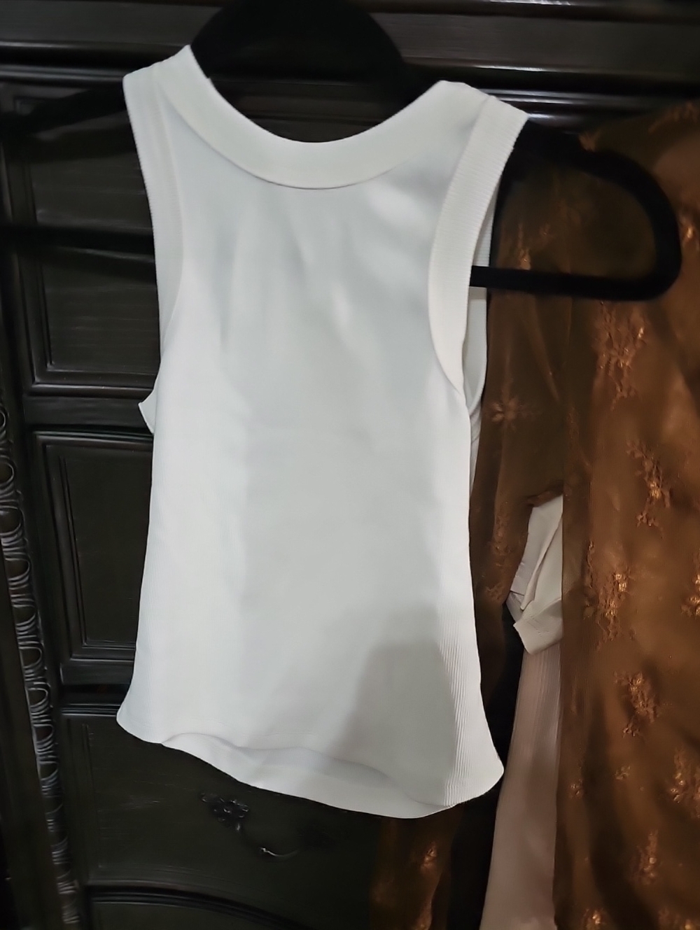 FP Movement by Free People Creamy‎ White Ribbed Side High-Neck Tank
